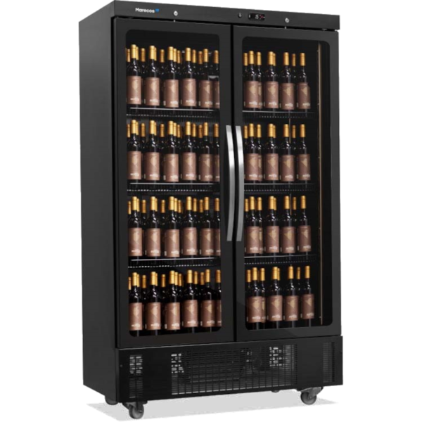 Wijnkoelkast Gastro-Inox heeft ruimte voor 260 wijnflessen en heeft een afmeting van 1180(b)x645(d)x1980(h)mm