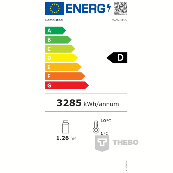 Combisteel 7526.0105 glasdeurkoelkast energielabel