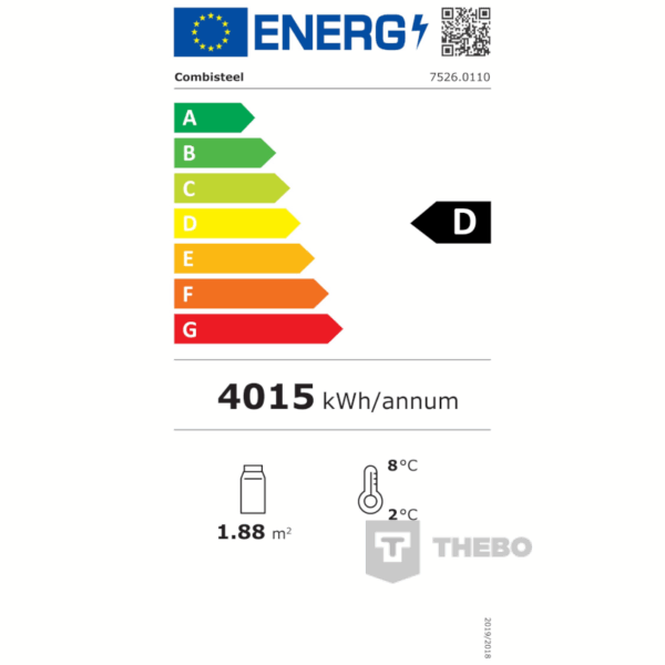 Combisteel 7526.0110 glasdeurkoelkast energielabel